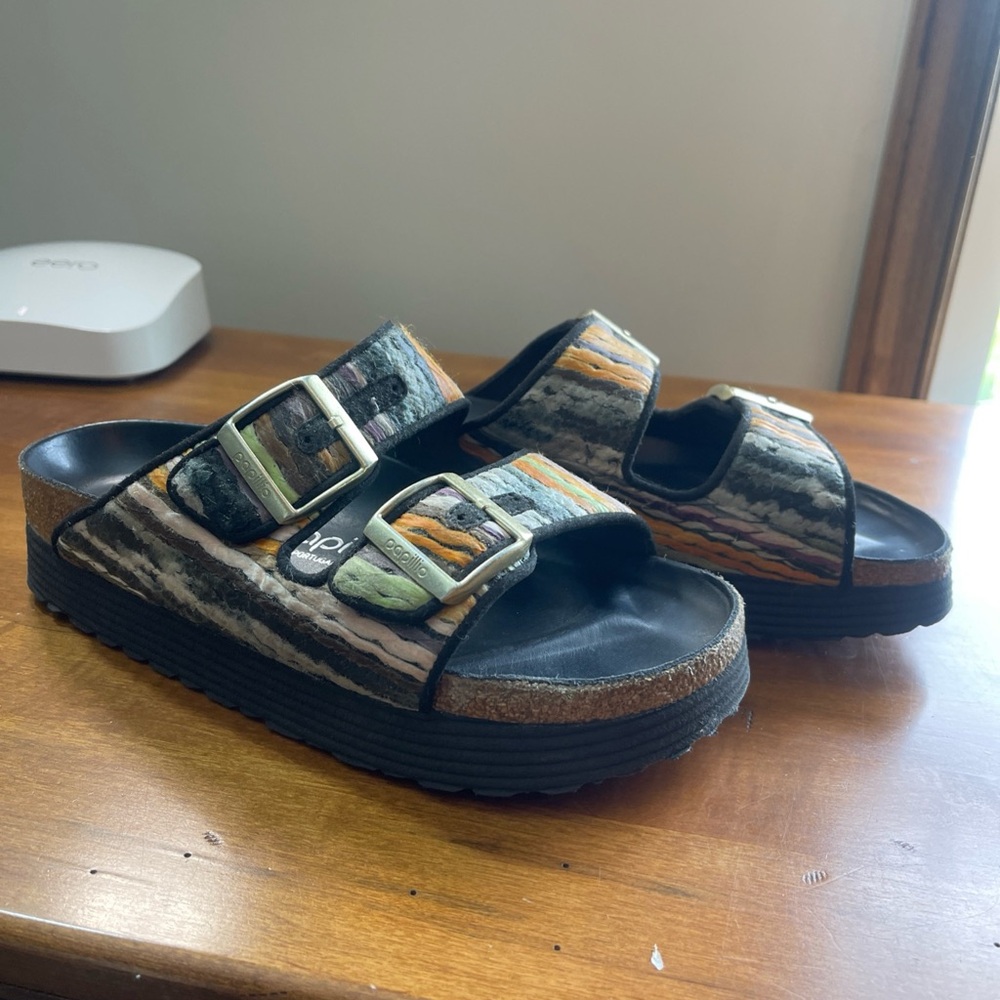 Women’s Birkenstock Papillio Arizona Platform Sandals Size 37 Textile